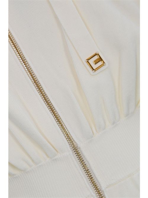 Tuta in viscosa con bande logo lucide Milk/Coffee Elisabetta Franchi | KT61S56E2EG2